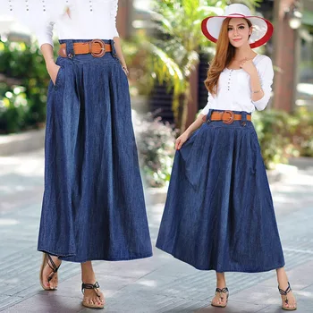 

Women's European and American explosions large size denim long skirt Street hipster stitching, tie dyeing long skirt