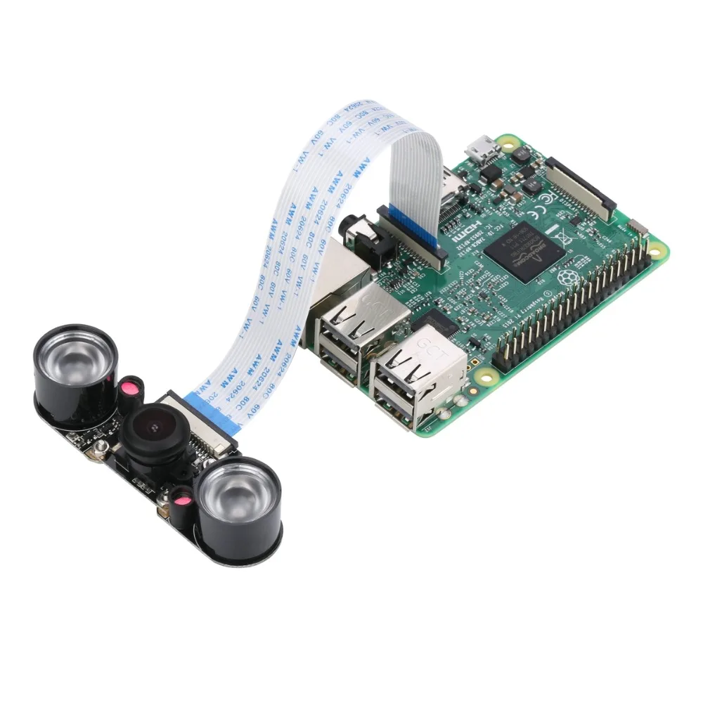 

Raspberry Pi 4 Camera Night Vision with 150 Degree Wide Angle 5M Pixel 1080P 2 LED Flashlight Camera Module for Raspberry Pi 3