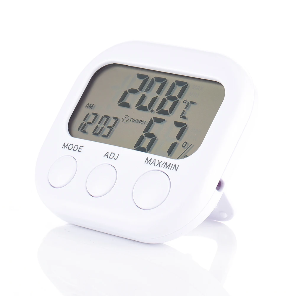 LCD Digital Thermometer Hygrometer Temperature Humidity Meter Gauge With Clock New Weather Station