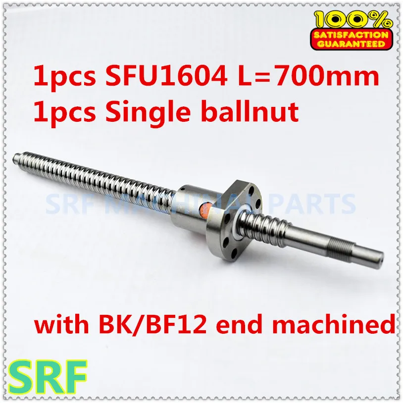 

Screw Dia 16mm RM1604 Rolled Ballscrew L=700mm C7 Lead Ball Scew SFU1604 Flangle Ballnut with BK/BF12 end machined CNC parts