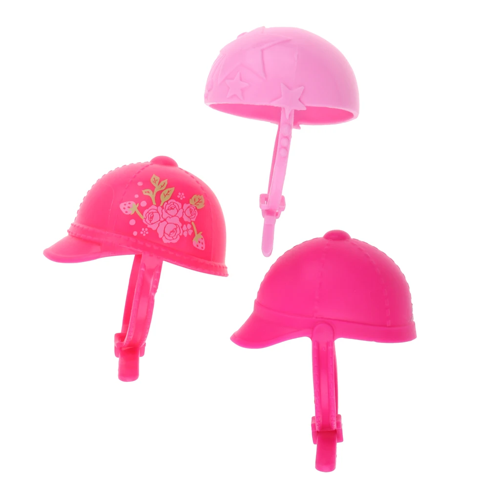 3Pcs New Hot Doll Outdoor Sports Outfit Accessories Helmet For 9 Inch Monster High School Doll Accs Pink