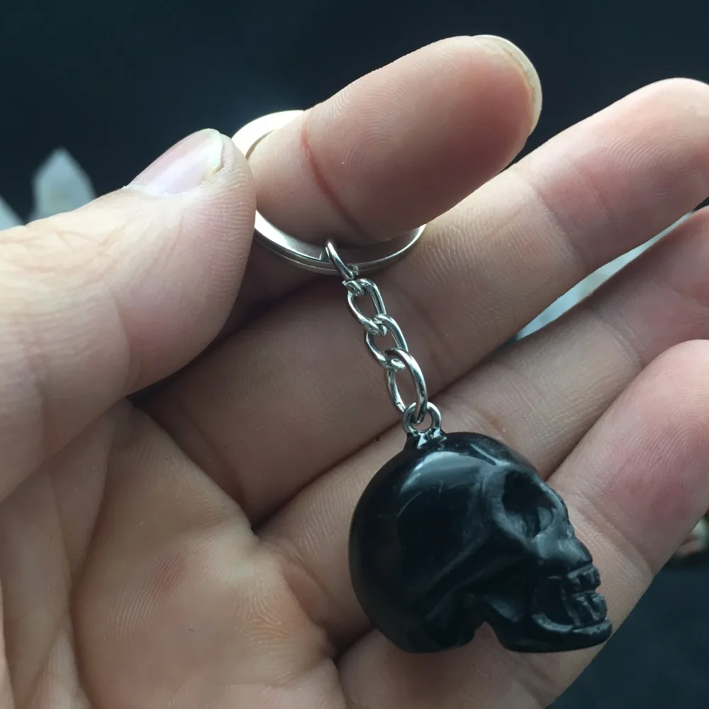 Брелок для ключей с кристаллами и природными минералами|chain for keys|skulls carvedskull key chain |