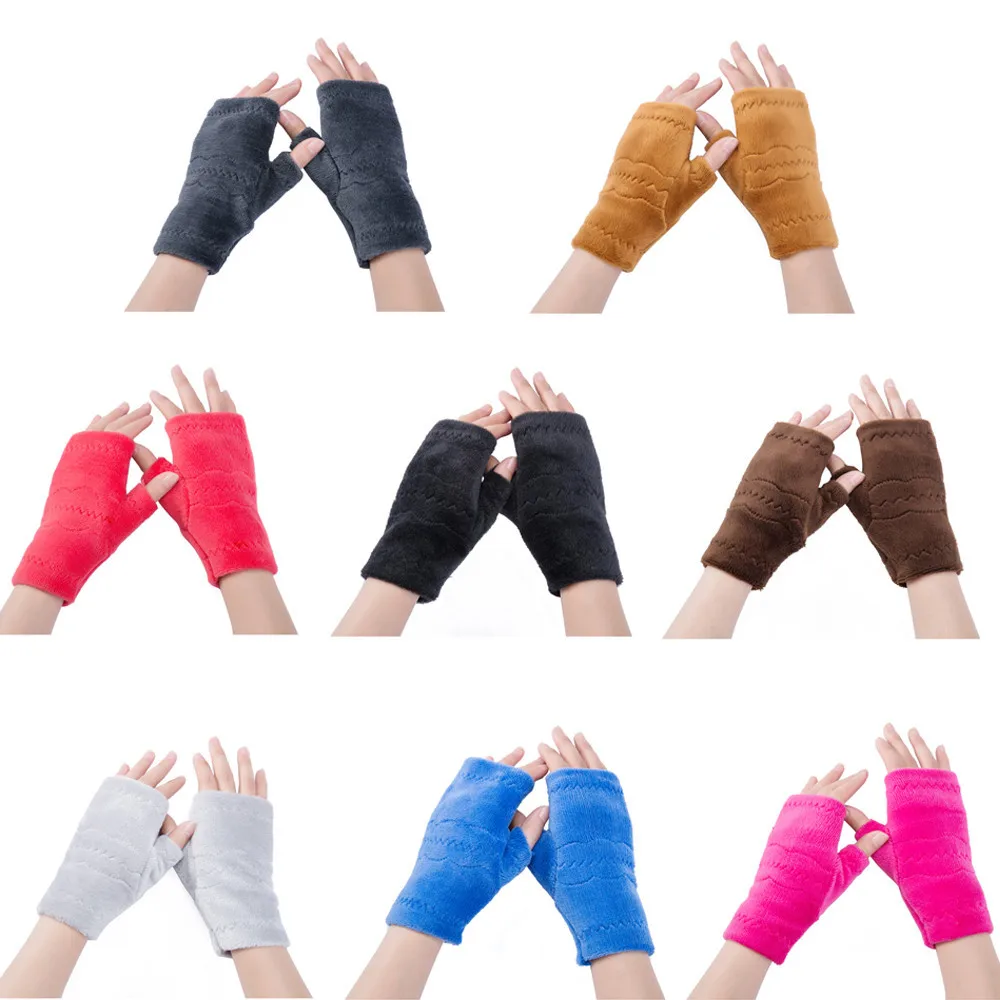 

Half Finger Fingerless Gloves Women Winter keep warm Wrist Arm Hand Warmer Plush Gloves Comfortable gloves L50/1225