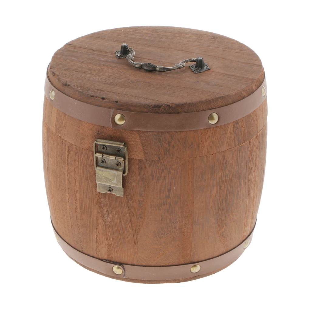 Large Wooden Barrel Canister Storage Caddy for Tea Leaf Flour Coffee Bean