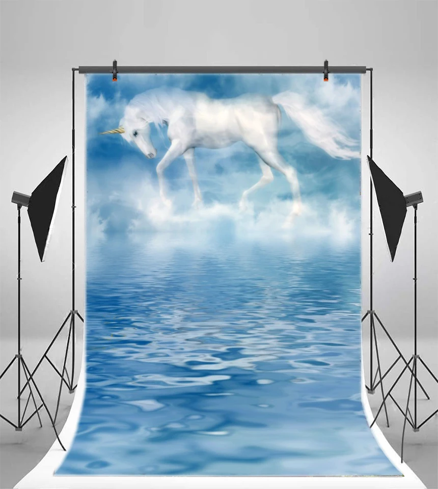 Laeacco Dreamy Unicorn Party Lake Surface Scene Baby Photography Backgrounds Customized Photographic Backdrops For Photo Studio Laeacco Dreamy Unicorn Party Lake Surface Scene Baby Photography Backgrounds Customized Photographic Backdrops For Photo Studio