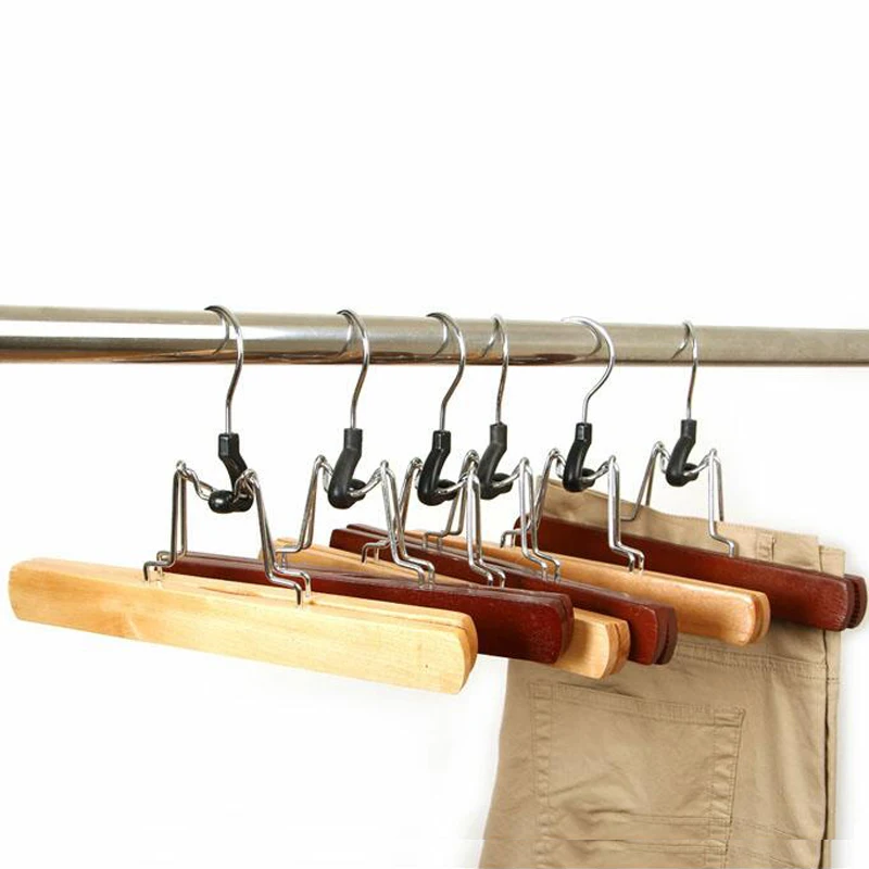 

5pcs/lot Wood dress clip wool pants hanger mahogany pants clip seamless slip-resistant wooden wet and dry clothes racks