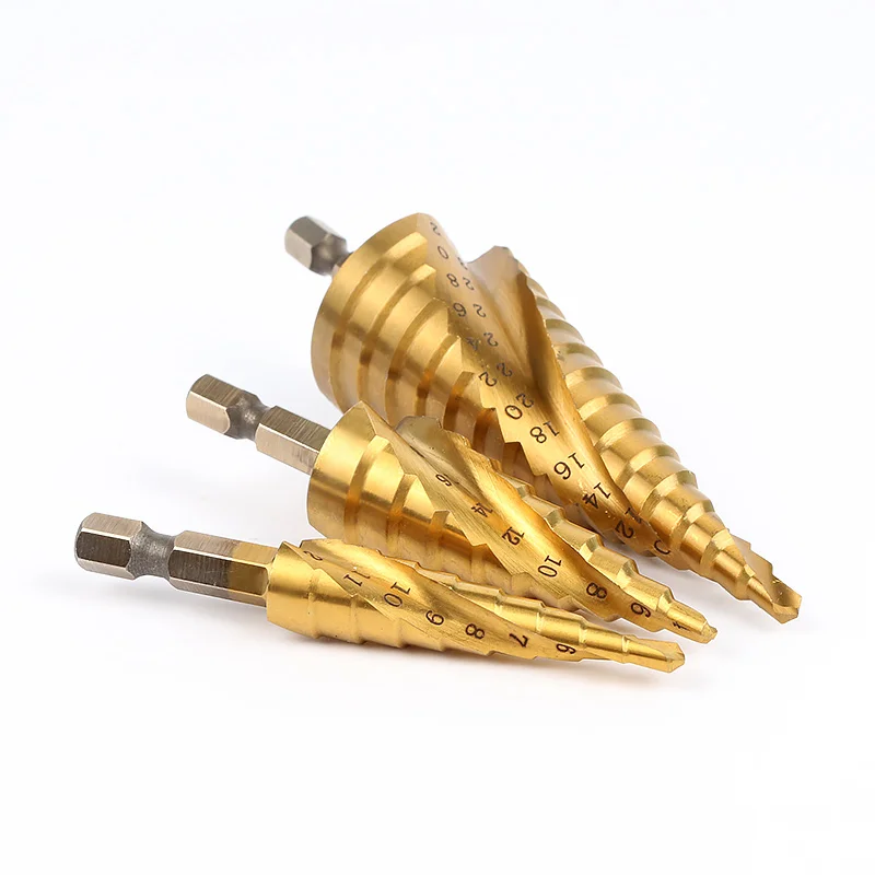 1/4" Hex Shank Step HSS 4241 HSS spiral flute step Drill Bit Set core