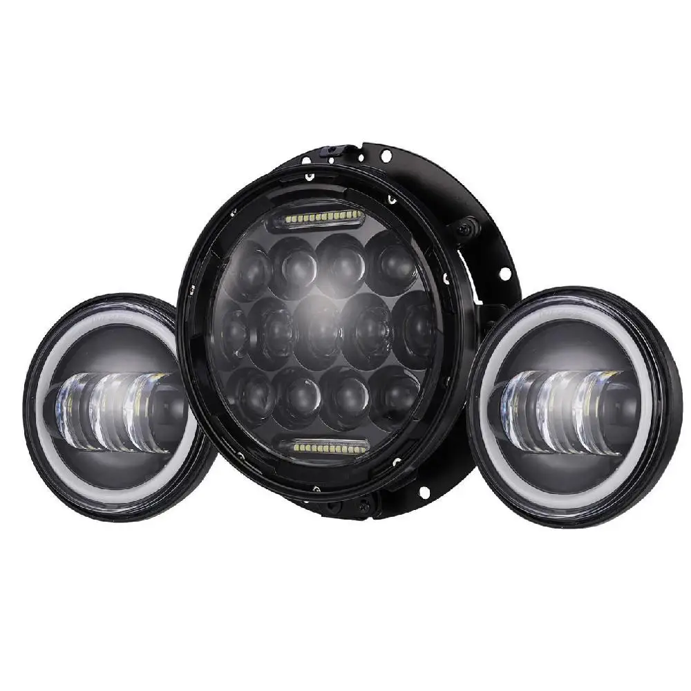 

Ironwalls 7" Motorcycle LED Projector Daymaker Headlight 4.5" LED Auxiliary Spot Fog Passing Light Mounting Rings Set For Harley