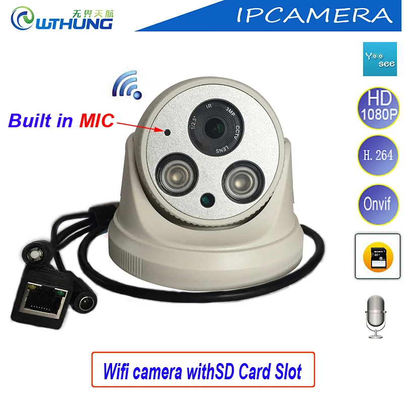 

New Wireless IP Dome Camera Wifi HD 720P 960P 1080P CMOS Sensor Support Audio Onvif2.0 SD Card Motion Detector For Home Security