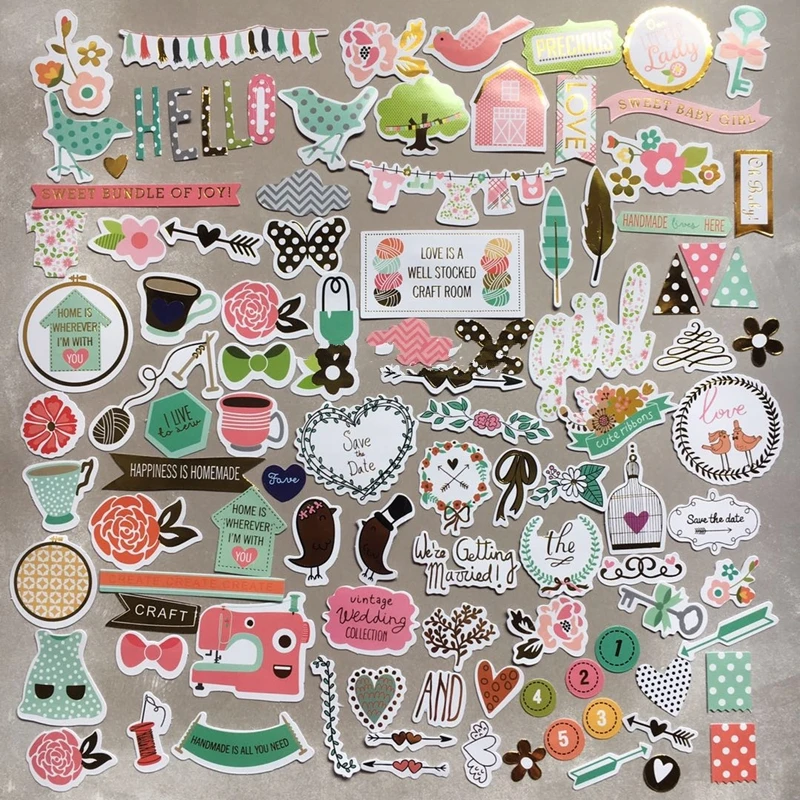 

104Pcs SAVE THE DAY Foil Gold Die Cut Paper Scrapbooking DIY Happy Planner Card Making Journal Project Craft