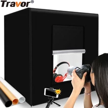 Travor Fotografie Studio leuchtkasten 60 cm 48W foto licht zelt Tabletop Schießen SoftBox mit 3 farben hintergrund Foto box