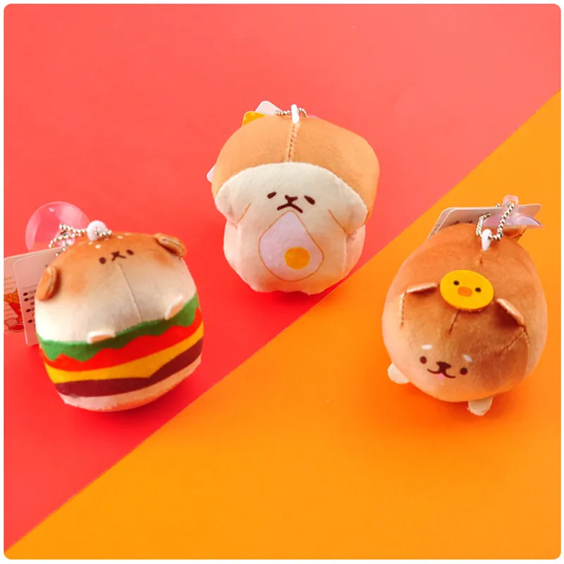 Bread Hamburger Cheese Dog Plush Pendants Toys Puppy Dog Dolls (1)