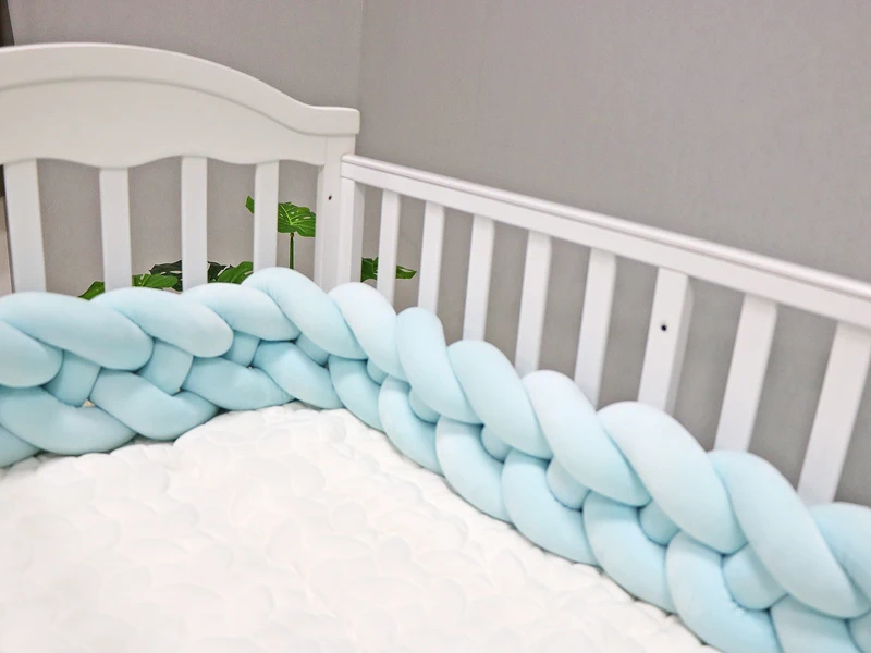 200 см бампер для детской кроватки, четыре слоя, ручная работа, длинная плетеная плюшевая подушка, защита для детской кровати, декор для комнаты