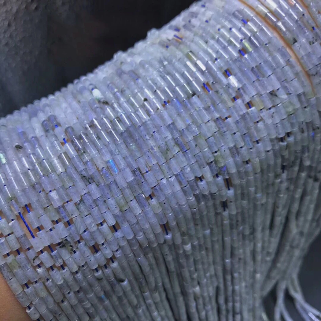 

ICNWAY Gemstone Natural quartz Labradorite amethyst 2*4mm straight tube Beads Making Jewelry DIY Necklace Bracelet 15inch