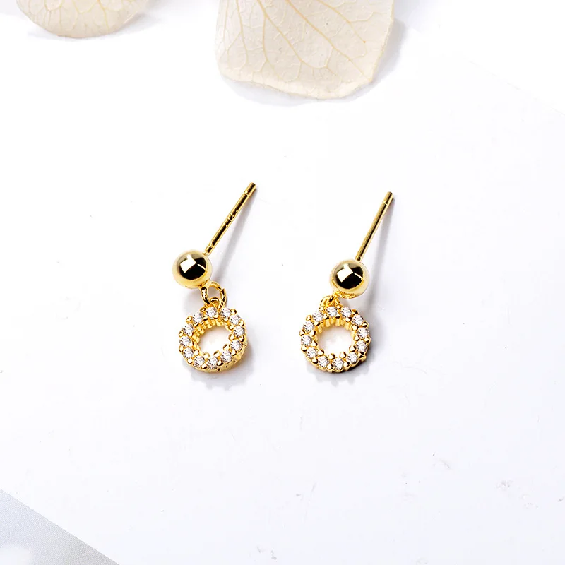 

New Arrival Hollow Out Little Circle Gold Color Drop Earrings for Female Geometric Simple Design Mini Dangle Earrings Brincos