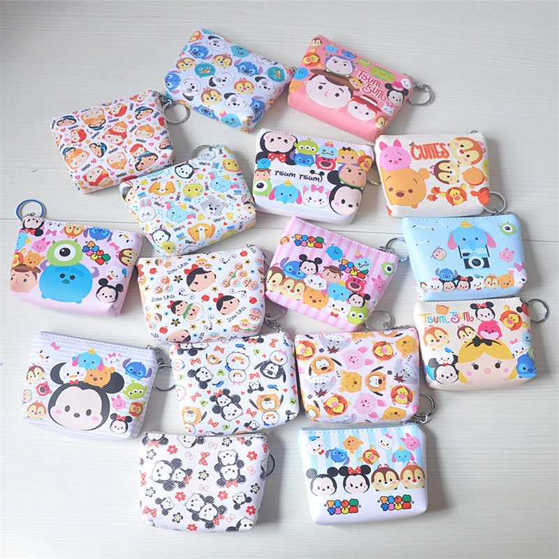 

Disney Minnie Mouse portable cosmetic make up bag multi-purpose storage coin cartoon purse hand PU pendant wallet card bag