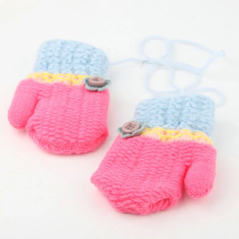 Knitted Gloves Winter Toddlers Warm Cotton Wool Mittens For Children Boys Girls