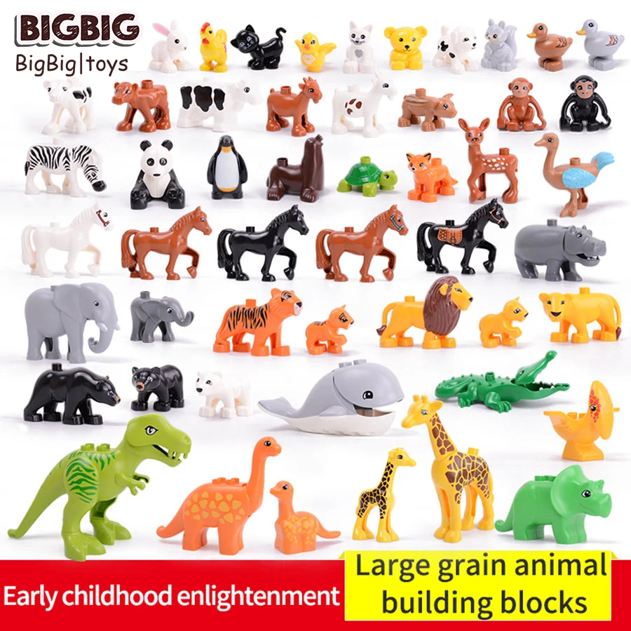 Legoing Duplos Animals Model Figures Giant Building Blocks Elephant Horse Whale Educational Toys For Kids Gift Legoing Dinosaur Legoing Duplos Animals Model Figures Giant Building Blocks Elephant Horse Whale Educational Toys For Kids Gift Legoing Dinosaur