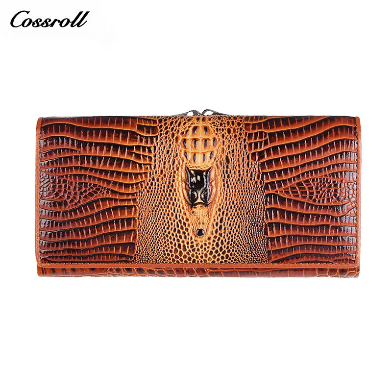 

Women Wallet Female Coin Purses Holders Genuine Leather 3D Embossing Alligator Fashion Crocodile Long Clutch Wallets