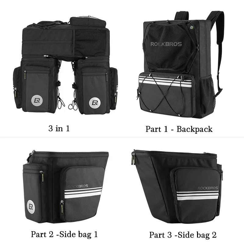 Clearance ROCKBROS 3 in 1 Waterproof Bicycle Bags Pannier 48L MTB Mountain Bike Rack Bag Bicycle Rear Seat Trunk Bag With Rain Cover 3 Clearance ROCKBROS 3 in 1 Waterproof Bicycle Bags Pannier 48L MTB Mountain Bike Rack Bag Bicycle Rear Seat Trunk Bag With Rain Cover 3