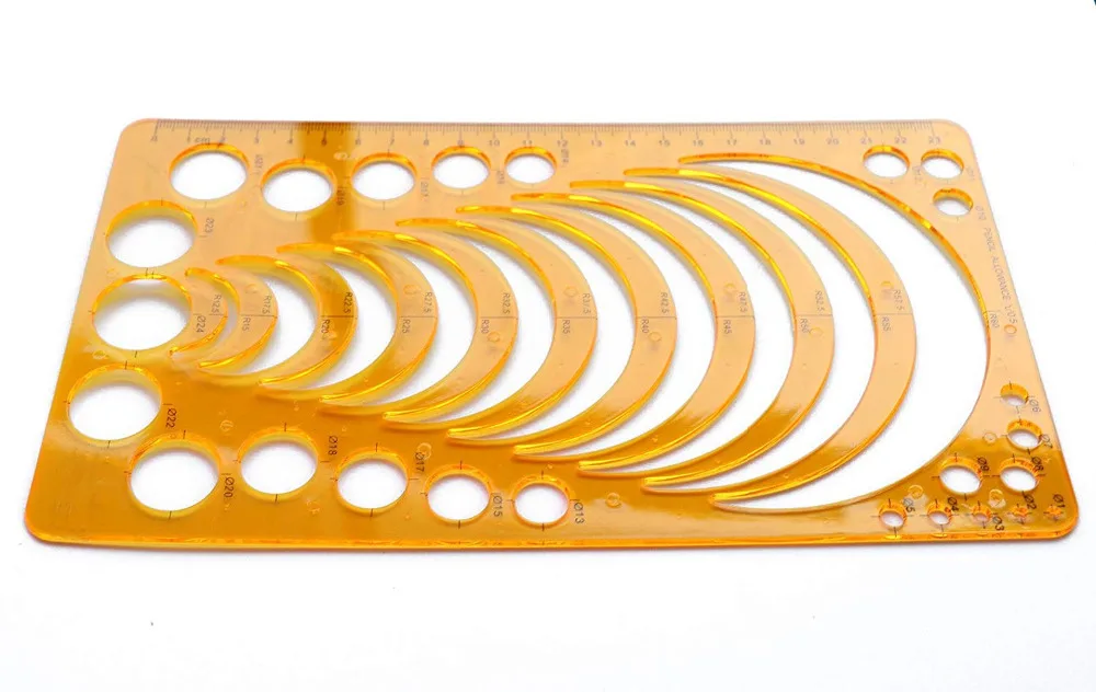 XRHYY Set of 2 Plastic orange color Circle Radius Arc Master Stencil Circle Geometric Drawing Measuring Template Stencil Ruler