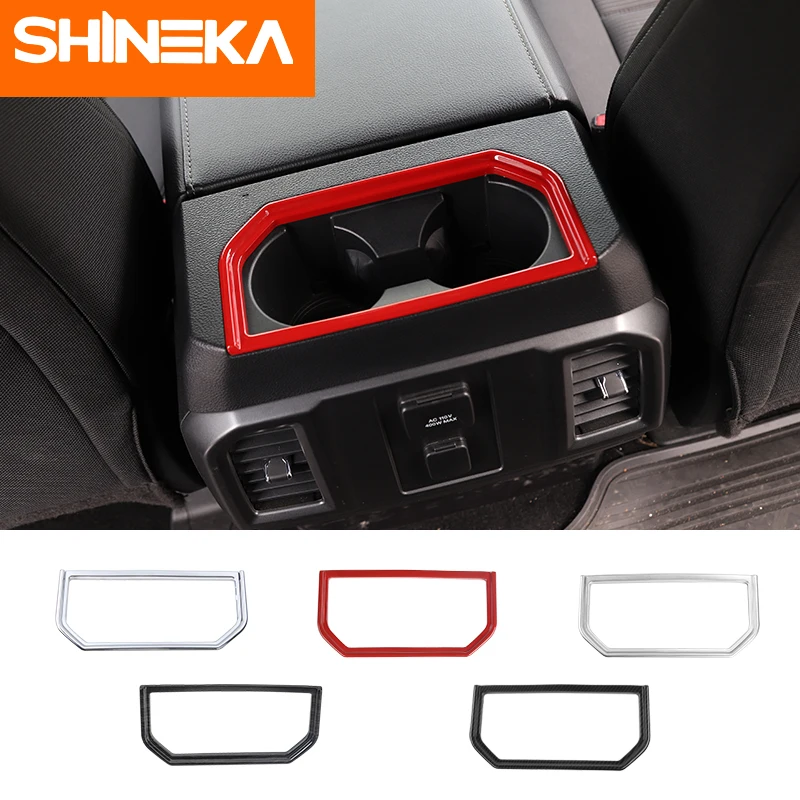 

SHINEKA Interior Mouldings ABS Car Interior Armrest Box Cup Holder Decoration Ring Cover Trim Stickers For Ford F150 2016+