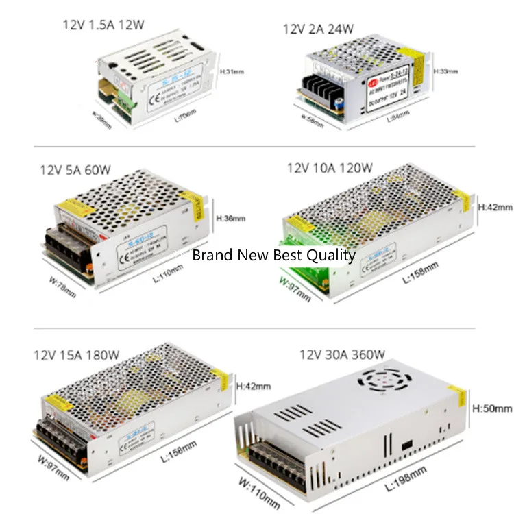 

DC 12V Lighting Transformers 15A 16.5A 20A LED Driver Power supply Adapter For LED Strip Light Switch Power Supply