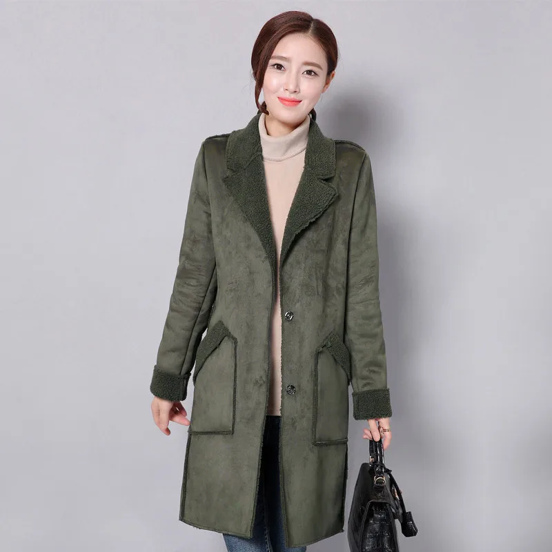 Manteau Femme Winter Jacket Women Suede Lambs Wool Coat Thick Cotton Padded Maxi Coats Long Jacket Female Parka Coat Women C2674