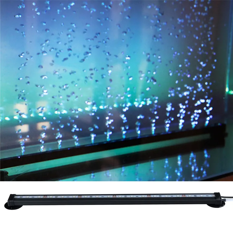 EU Plug 16-46CM 5050 RGB LED Aquarium Fish Tank Light Submersible Light Air Bubble Lamp Making Oxygen for Fish Remote Control