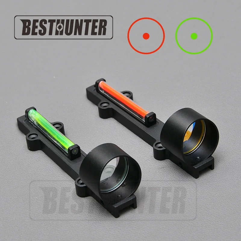 

New Red/Green Fiber Red Dot Sight 1x28 Collimator Sight Fit Shotguns Rib Rail Vent Rib/Rail Screw Mount Works Hunting Scope
