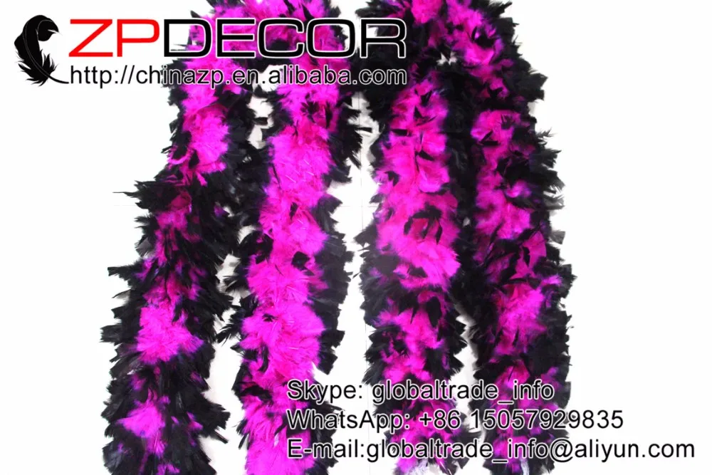 hot pink and white turkey flat feathers boa (1)