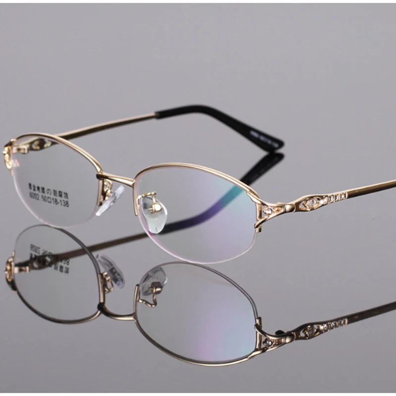 Prescription glasses Women Temperament half rim Photochromic lens For Moypia Cylinder With diopter lens