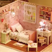 Кукольный дом мебель Diy Миниатюрный пылезащитный чехол 3D деревянные миниатюры Розовая Принцесса Кукольный дом игрушки для детей подарки на день рождения