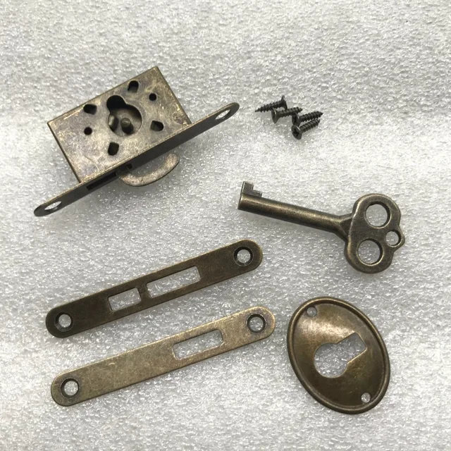 Antique Wooden Case Jewelry Box Lock Cigar Drawer Lock Classical Retro