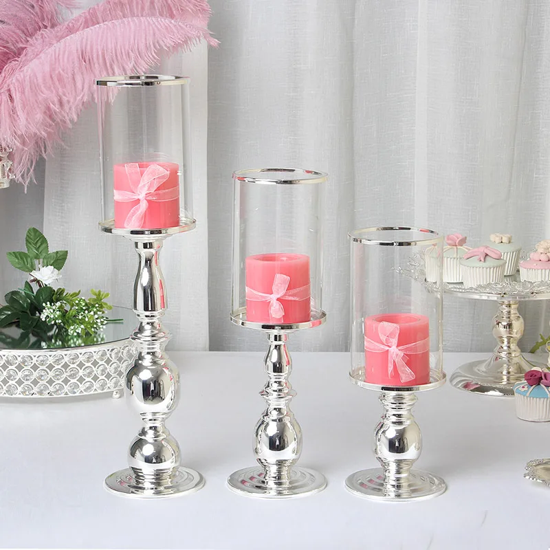 Candle Holders Wedding Decorations Hurricane Candleholders Silver