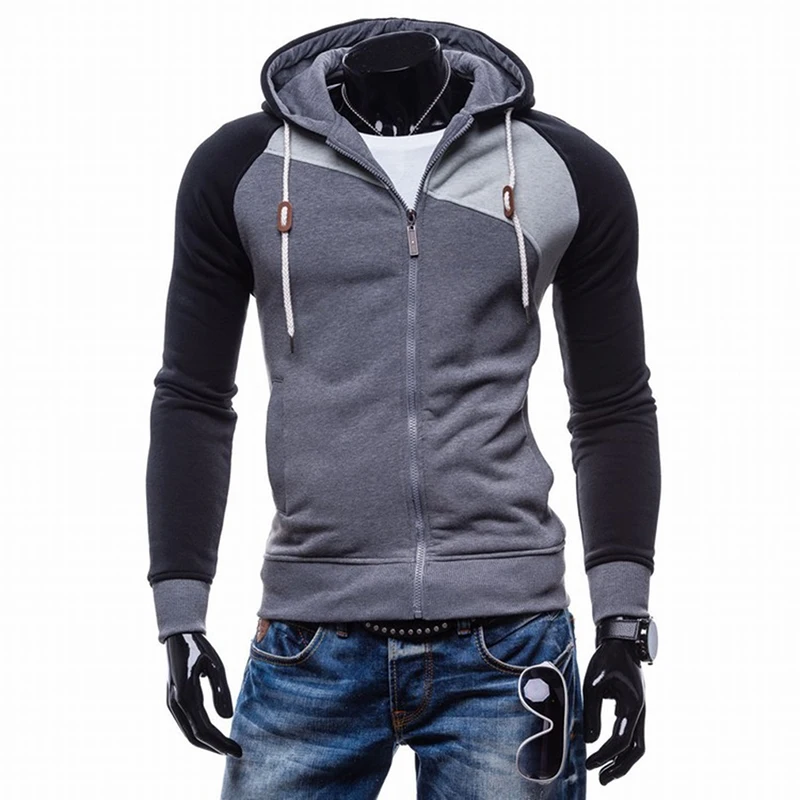 

New Fashion Spring Autumn Hoody Jacket Men's Hoodies Hip Hop Zipper Slim Fit Hooded Sweatshirts Male Coats With Pockets