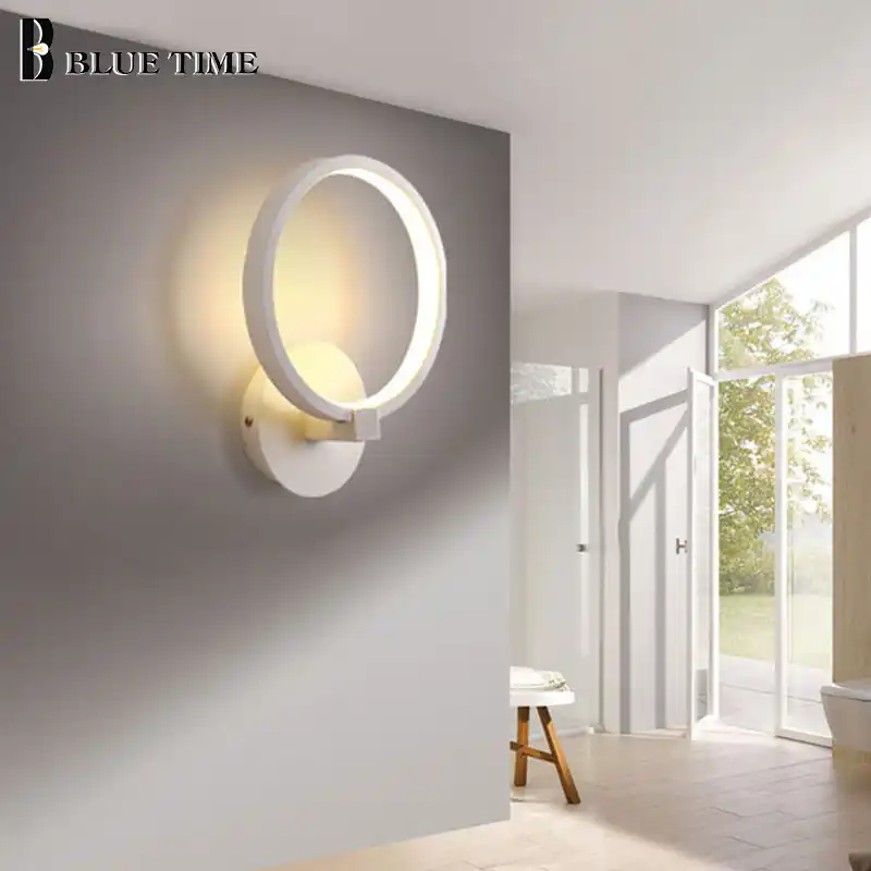 luz led moderna de pared para sala de estar dormitorio comedor bano candelabro simple lampara de pared 12w blanco y negro d20cm