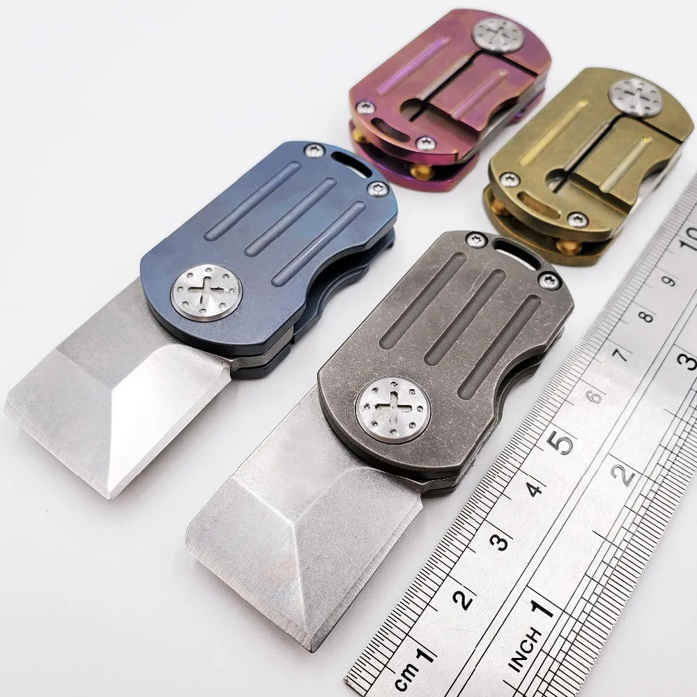 

JSSQ Mini Folding Knife Paper Out Of The Box Pocket Knife EDC Key Ring Titanium Handle S35VN Blade Survival Camping Multi Knives