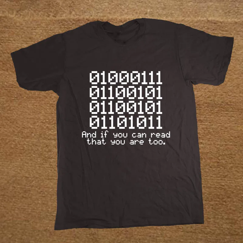 

Summer New 0100 Binary And If You Can Read That Programmer Coder T Shirt Men Short Sleeve Printed Cotton Cartoon T-shirt Tops