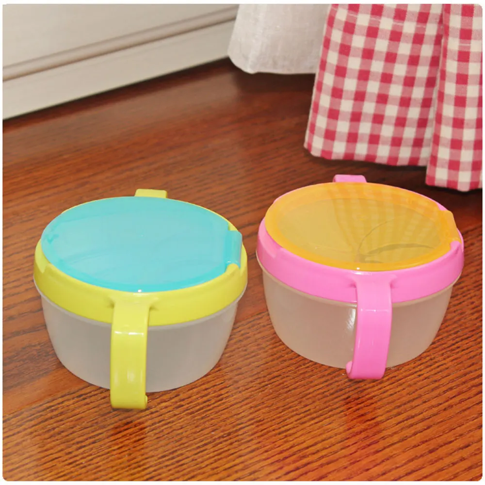Снэк Хранитель чашка для закусок бисквит чаша посуда с крышкой ABS двойная ручка держатель для хранения тарелки карамельной расцветки безопасный продукт ребенка
