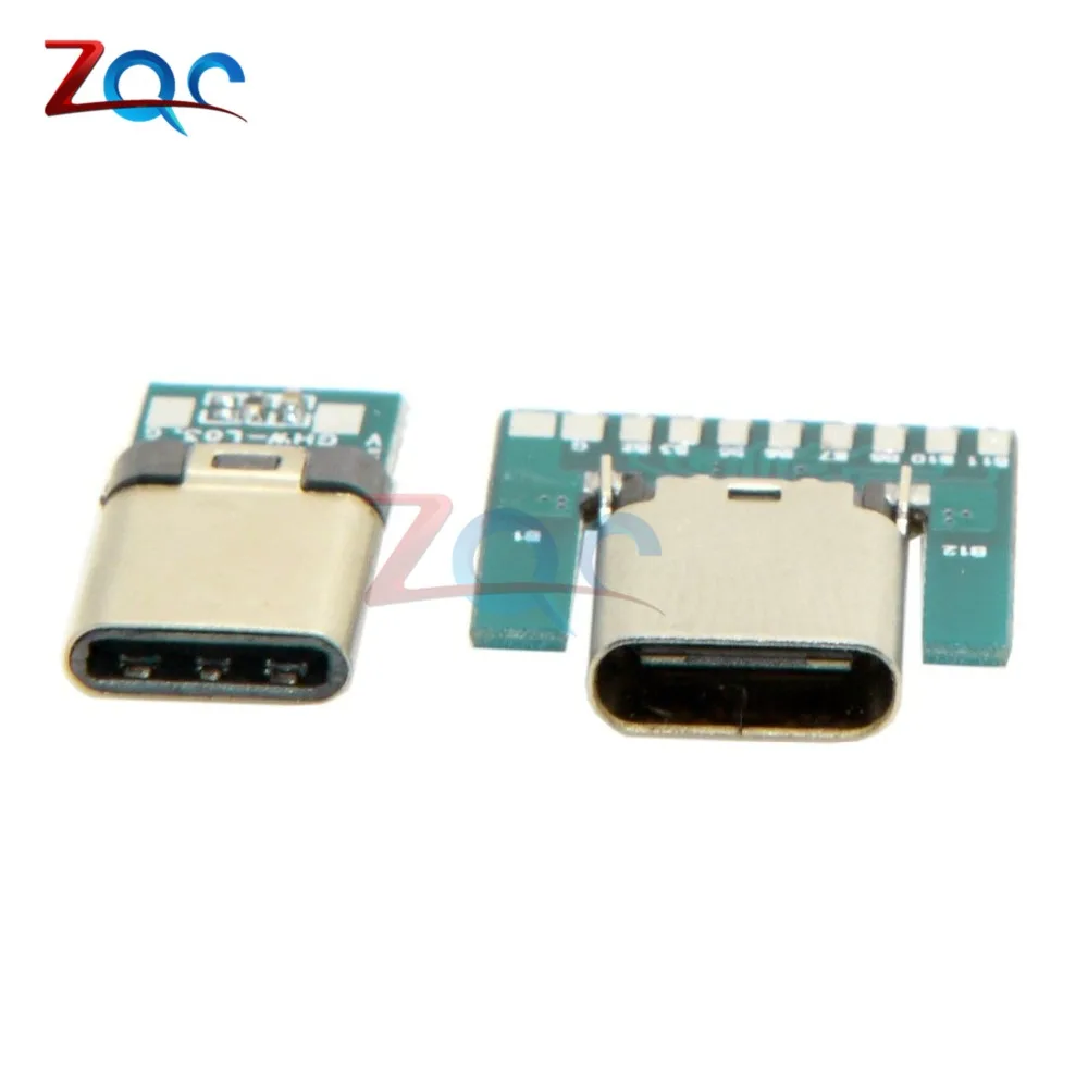 USB 3,1 Тип C разъем 24 контакта гнездо адаптер розеток для припоя провода и кабеля 24 P PCB плата модуль поддержки USB 3,1 Тип C разъем 24 контакта гнездо адаптер розеток для припоя провода и кабеля 24 P PCB плата модуль поддержки