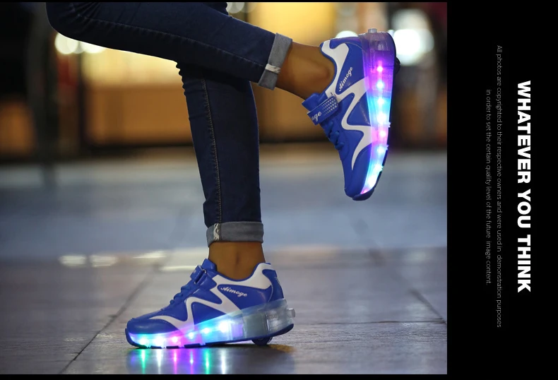Обувь с подсветкой для мальчиков и девочек; USB зарядное устройство; мигающие Dounle колеса роликовые коньки; обувь для катания на роликах; яркие светящиеся кроссовки