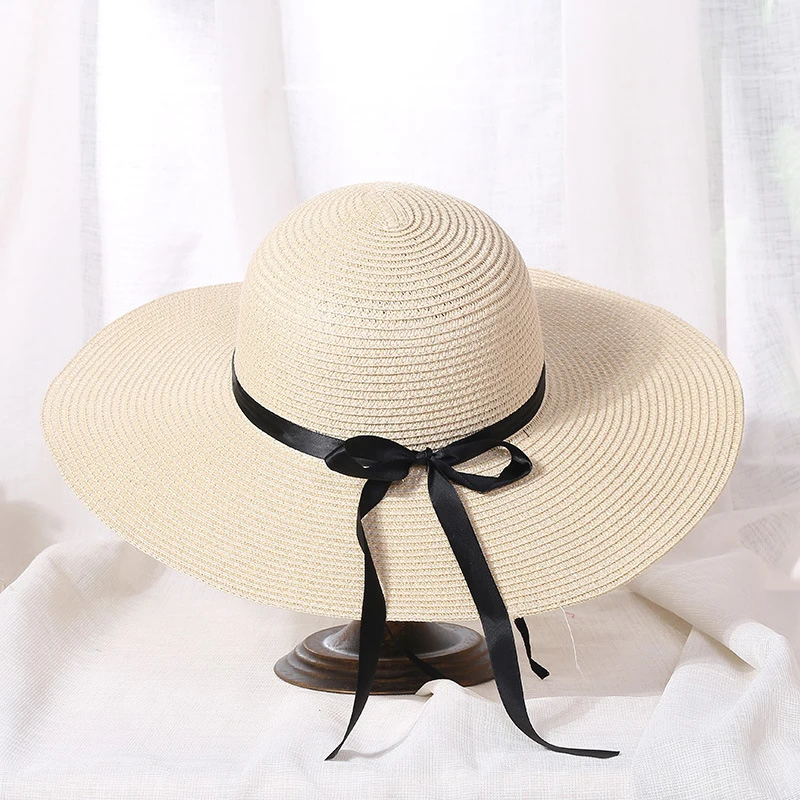 Летняя Соломенная Шапка женская большой широкий пляжный навес шляпа складная солнцезащитная Кепка Защита от солнца УФ-излучения защита
