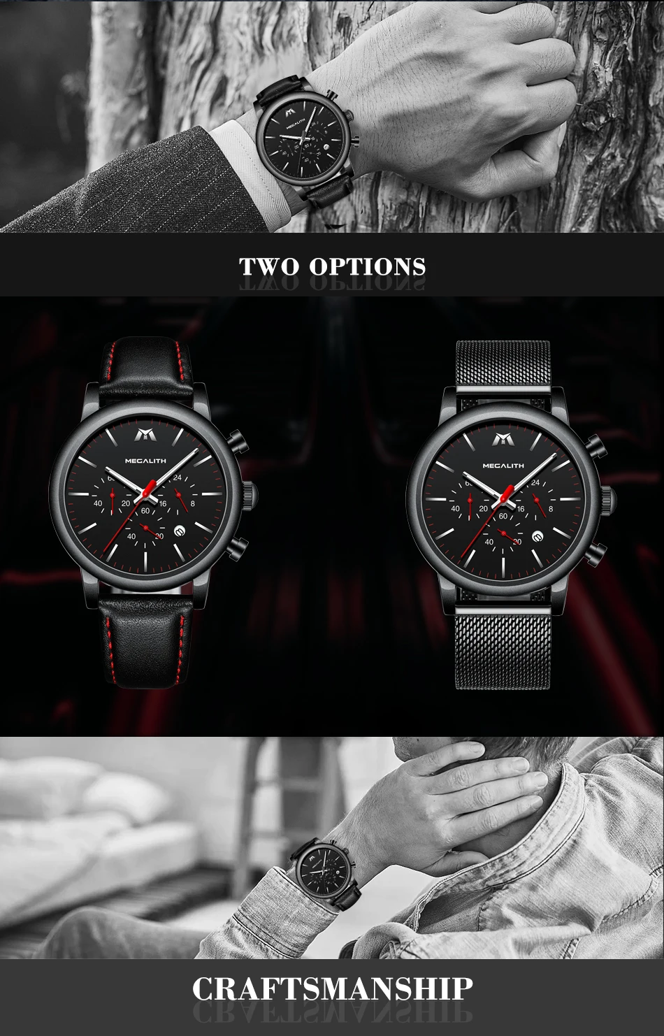 MEGALITH 15,99$ часы мужские спортивные наручные часы с хронографом водонепроницаемые кварцевые часы с датой для мужчин часы Relogio Masculino