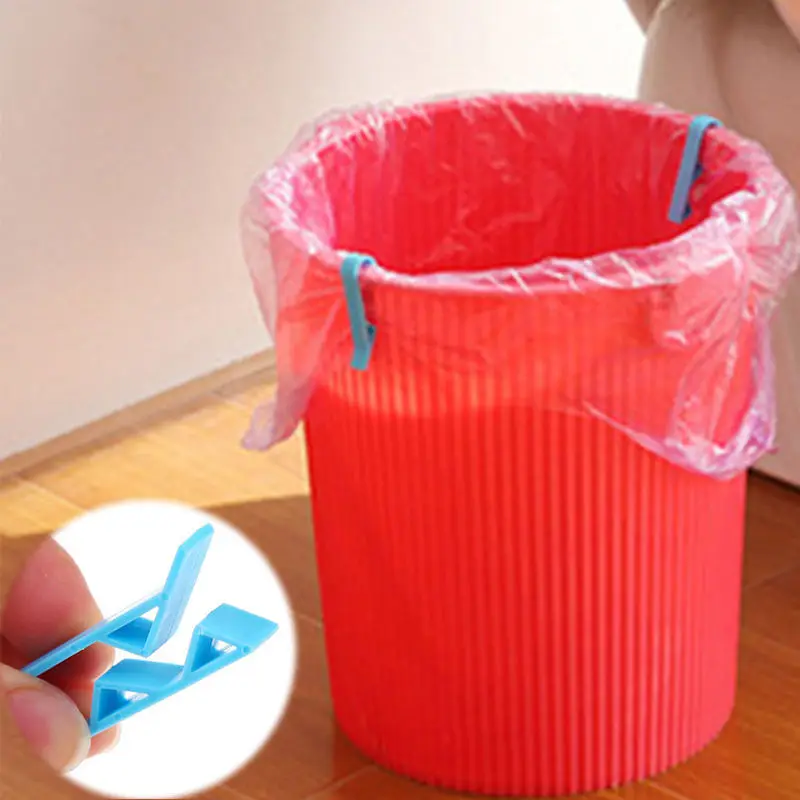 

4Pcs Practical Creative Plastic Trash Waste Basket Garbage Bin Clamp Garbage Rubbish Bag Anti-Slip Fixation Clip Holder Supplies