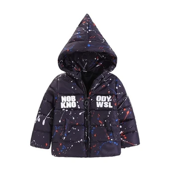 

Children's winter jackets Fashion printing graffiti baby down jacket for girls parka thick warm boys coat hood kids outerwear