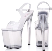 Women Summer Sandals Platform Sexy Transparent crystal Slipper Sandals Super High heel 20cm Waterproof Model Big Yards Shoe