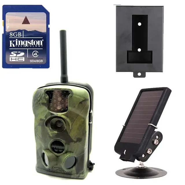 Cheap Free Shipping!Original Ltl 5210MM MMS Hunting Camera External Antenna+Free 8GB SD Card+Solar Battery+Metal Security Box