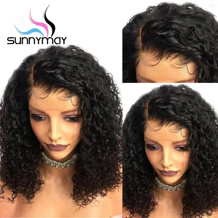 Sunnymay 13x4 вьющиеся Синтетические волосы на кружеве человеческих волос парики с детскими волосами предварительно вырезанные бразильские волосы Remy Синтетические волосы на кружеве парики для Для женщин