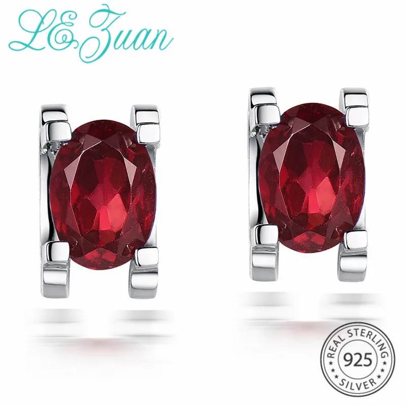 L& zuan 925 пробы серебро 2.337ct высшего класса натуральный Гранатово-красный камень элегантные серьги-гвоздики для женщин рождественские подарки
